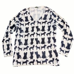 Tricotto Dog Sweater White Black Size XXL Women's 2XL V-Neck Long Sleeve Terrier